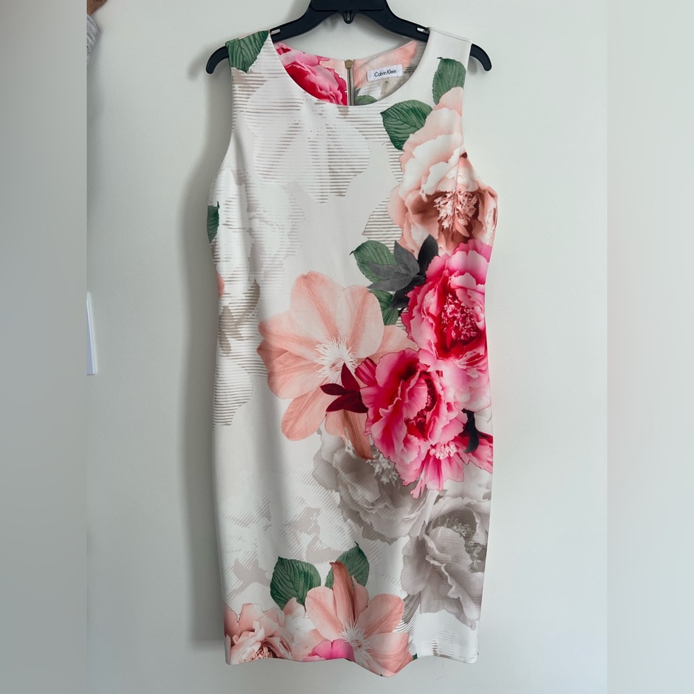 Calvin Klein Pink Floral Midi Dress